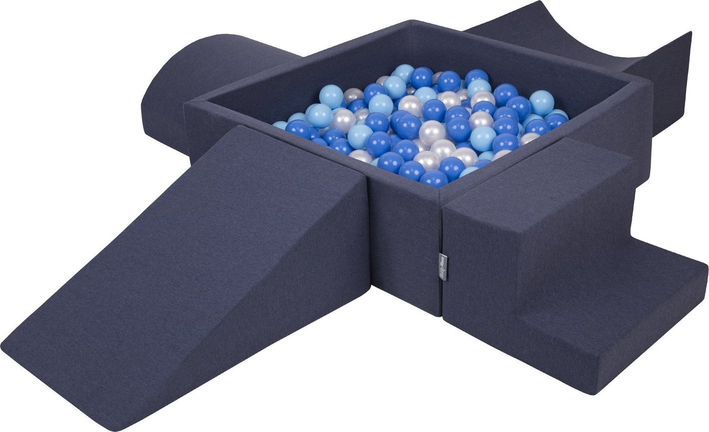 KiddyMoon KiddyMoon Piankowy plac zabaw PPZP-KW30D-115 z piłeczkami granatowy: babyblue-niebieski-perła basen 200/klin L/rampa L/półwałek L/schodek Za