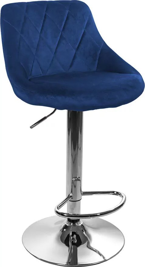 Elior Granatowy welurowy hoker tapicerowany z oparciem - Amadeo 3X