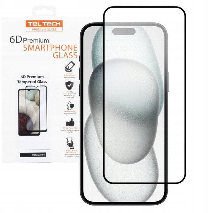 Szkło premium hartowane profilowane 6D do Iphone 15 Pro ramka Teltech