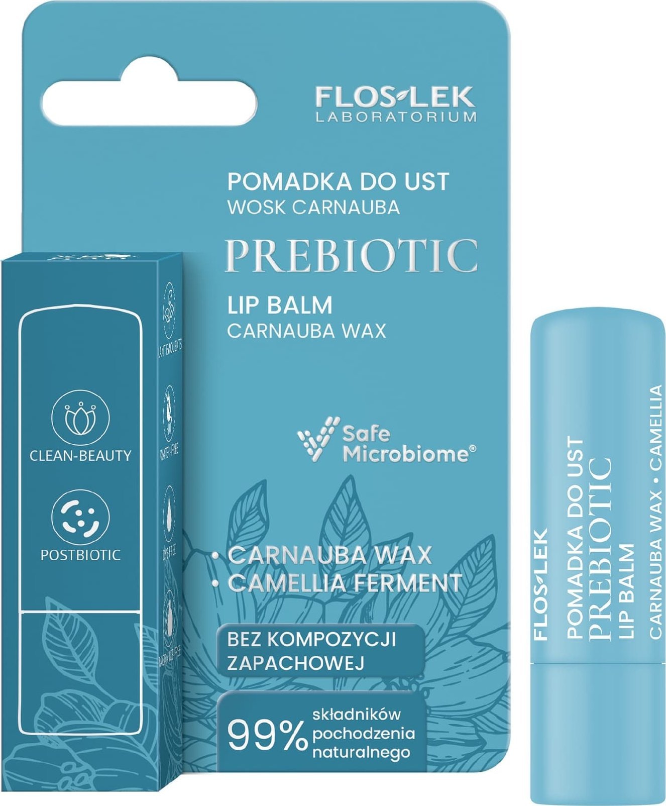 Floslek FLOSLEK Prebiotic Lip Care Prebiotyczna pomadka do ust wosk carnauba 4 g