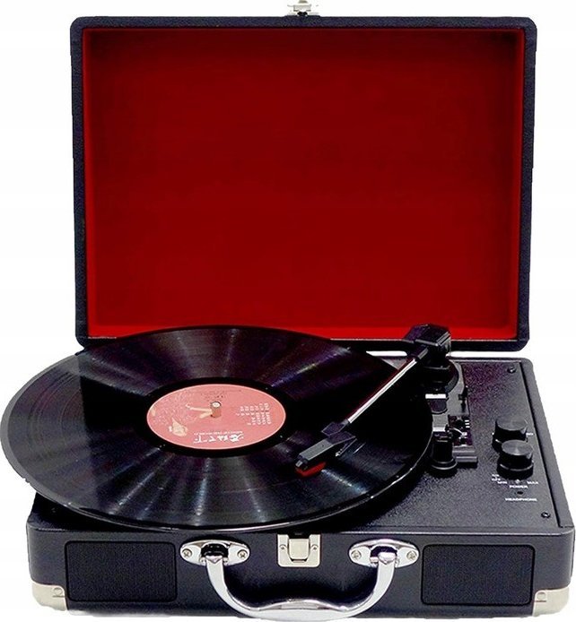 Odtwarzacz Płyt Winylowych Vintage Retro Stylowy Gramofon W Walizce Czarna