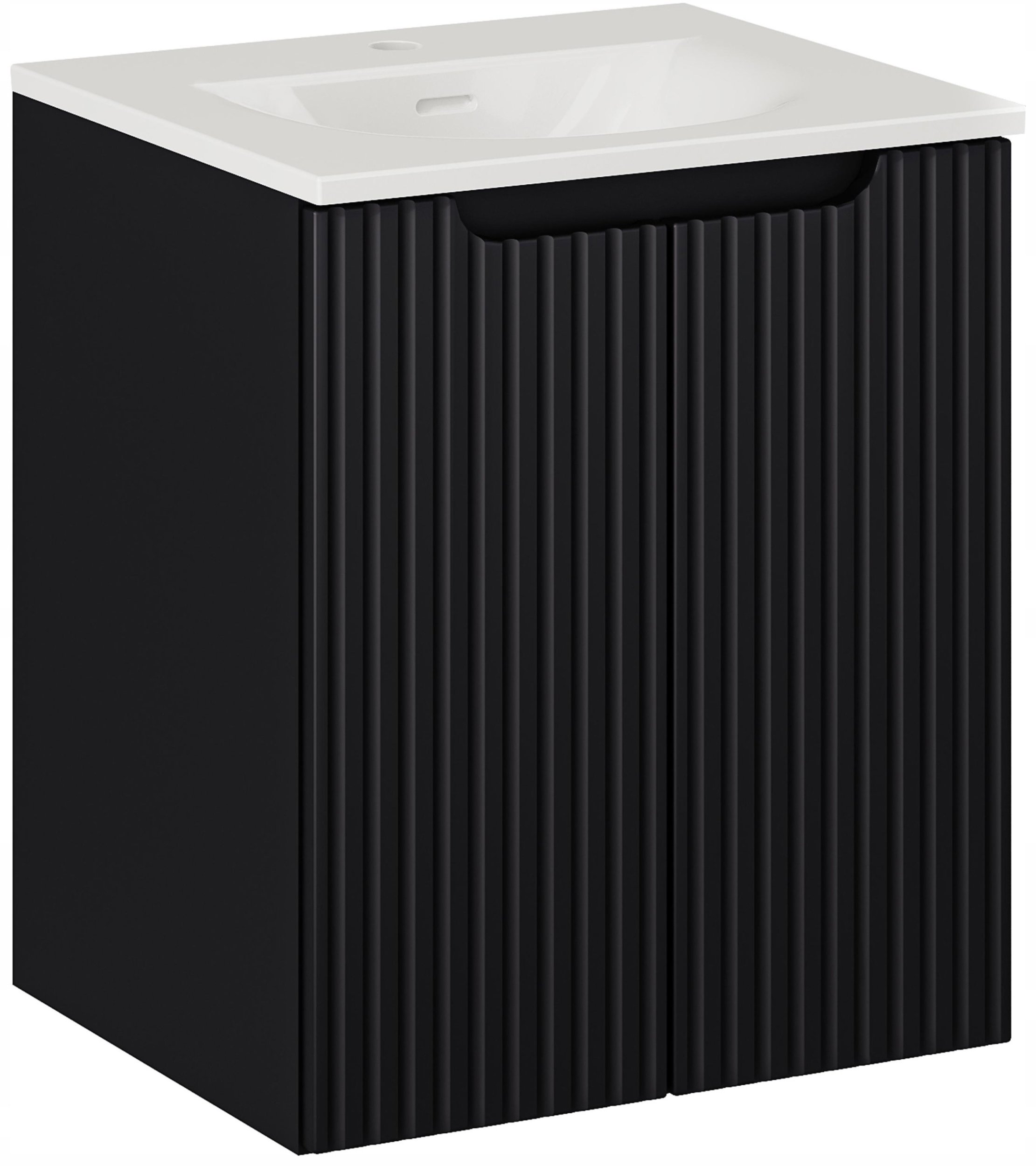 CZARNA szafka łazienkowa z umywalką 50 cm NOVA BLACK 82-50 RYFLOWANY front