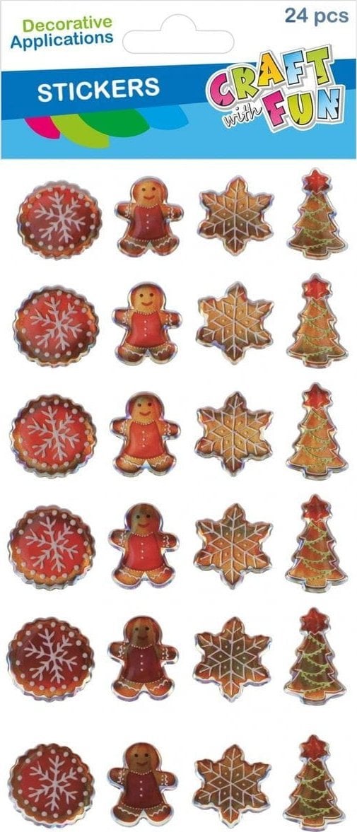 Dekoracja świąteczna Craft with Fun OZDOBA BN NAKLEJKI METALC MIX 24SZT CF 12/144