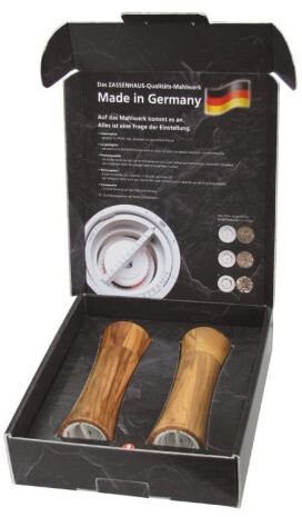 Młynek do przypraw Zassenhaus Zestaw Frankfurt 2 młynki do soli i pieprzu z drewna oliwnego 18 cm