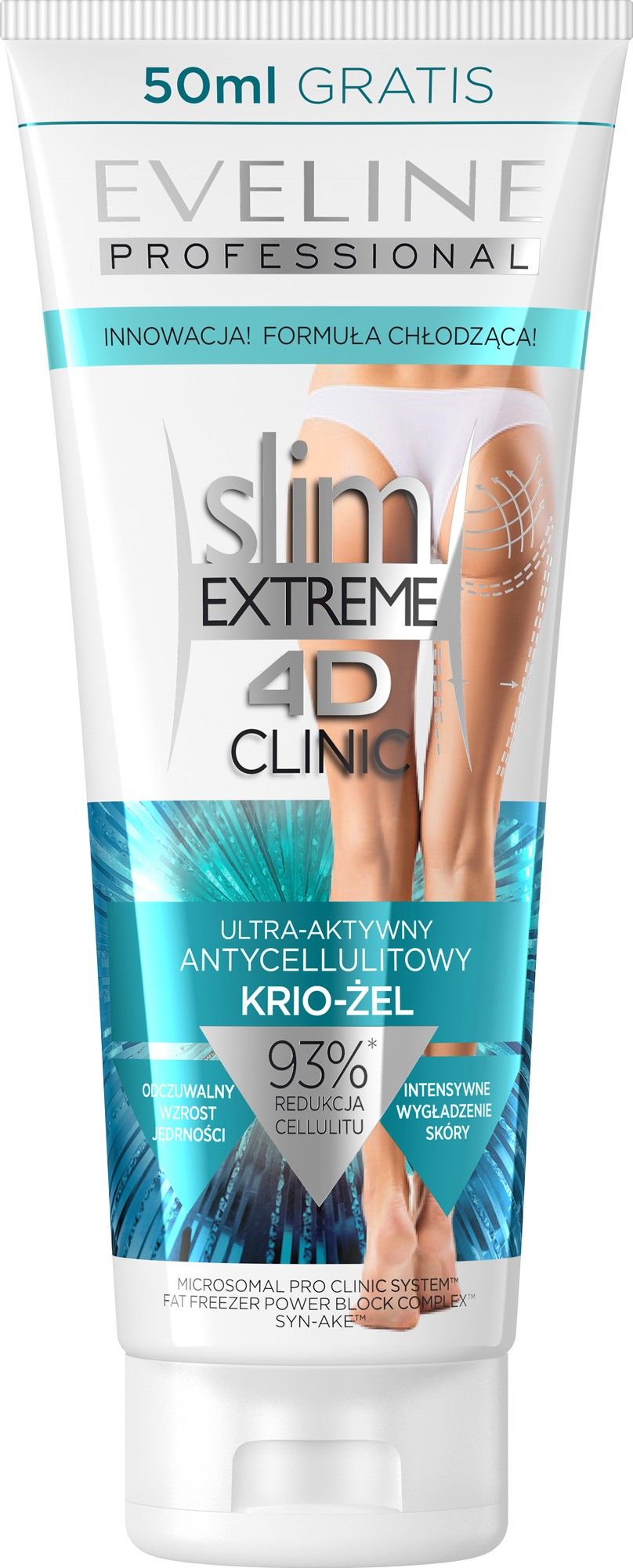Eveline 4D slim Extreme Clinic Ultra-aktywny antycellulitowy Krio-Żel do ciała 250ml