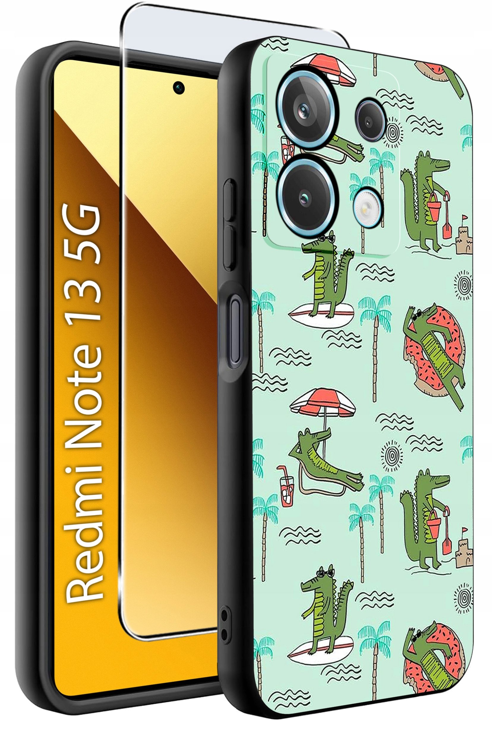 ETUI do Xiaomi Redmi Note 13 5G WZORY |SILIKONOWE MATT CASE +SZKŁO 9H