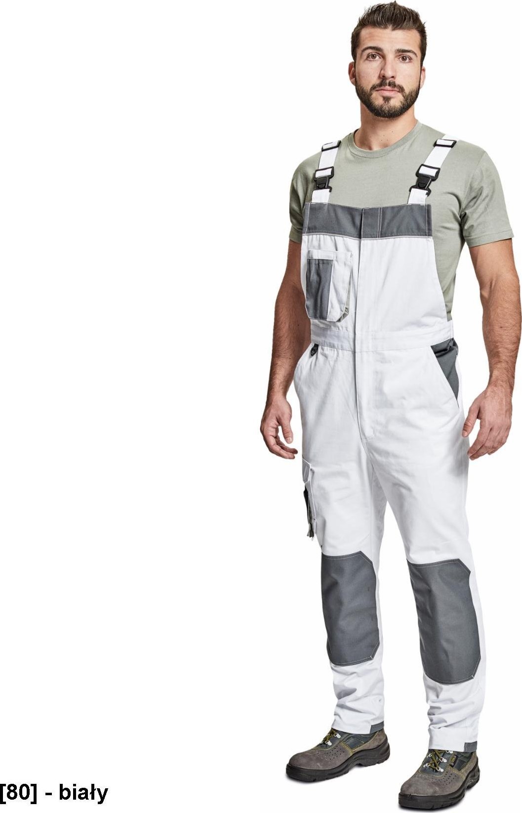 CERVA CREMORNE ogrodniczki - męskie ogrodniczki robocze, wytrzymała tkanina bawełnianiana, 60% bawełna, 40% poliester - biały 62