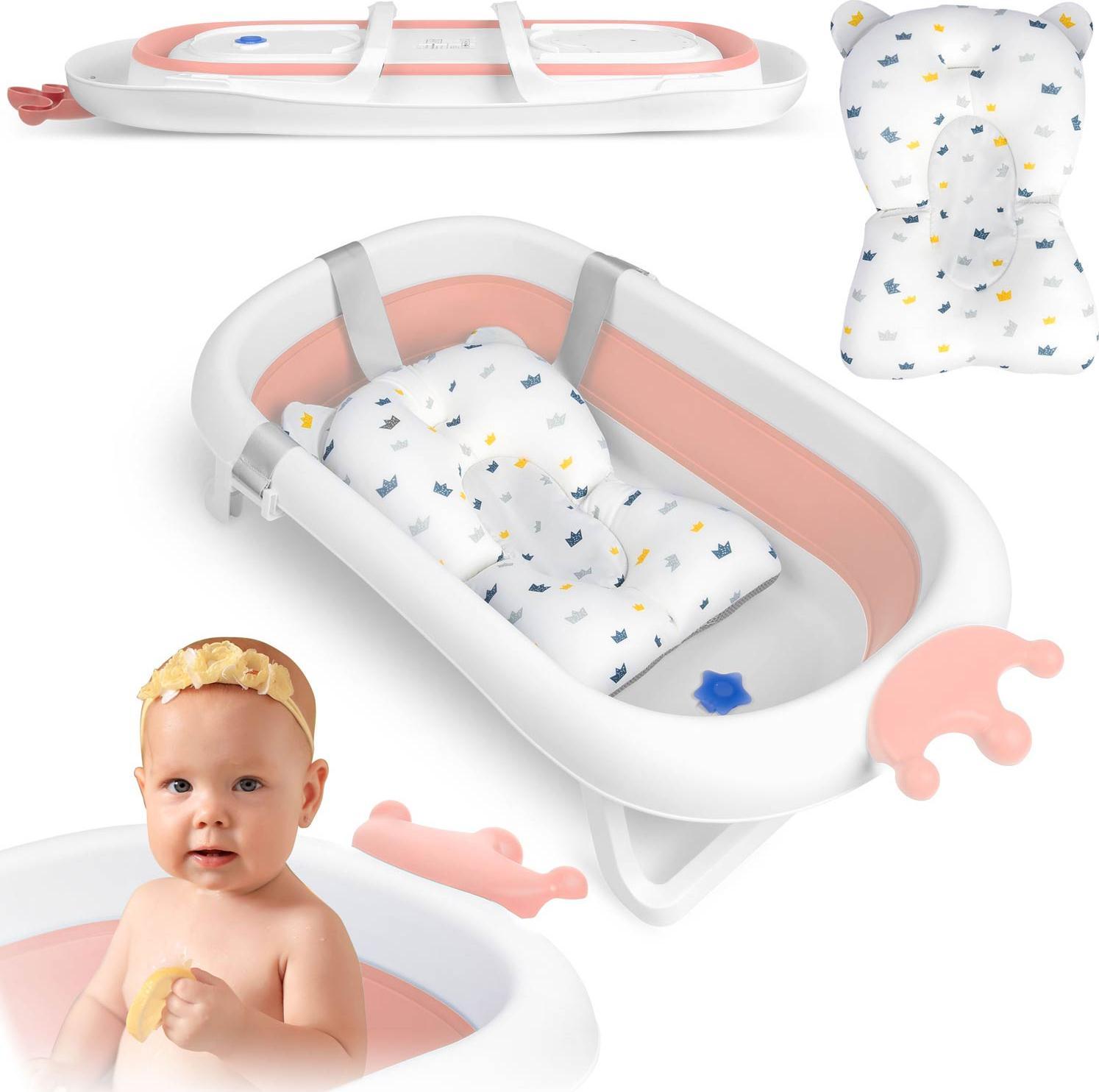 Ricokids Wanienka dla niemowląt z poduszką biało-różowa (RK-280)