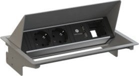 Bachmann BACHMANN CONEO SET 2x gniazdo z uziemieniem, 1x ABD, 1x ładowarka USB, srebrny