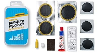 Weldtite Łatki do dętek zestaw CURE-C-CURE PUNCTURE REPAIR KIT FOR MOTORCYCLES 6x łatki pudełko 10szt. - WLD-01004