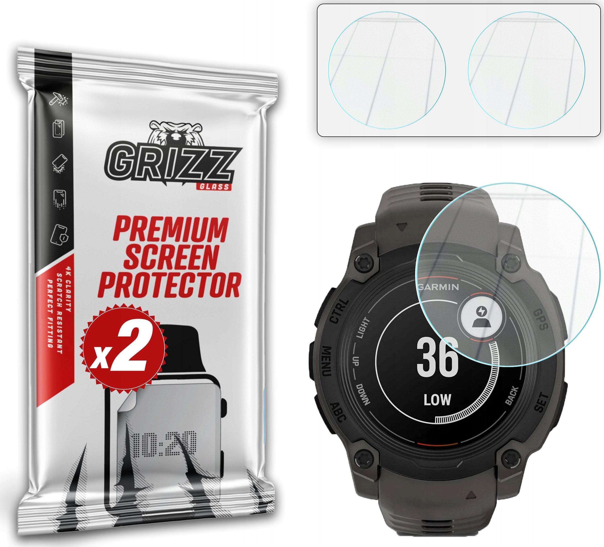 Szkło hybrydowe GrizzGlass HybridGlass do Garmin Instinct E 40mm