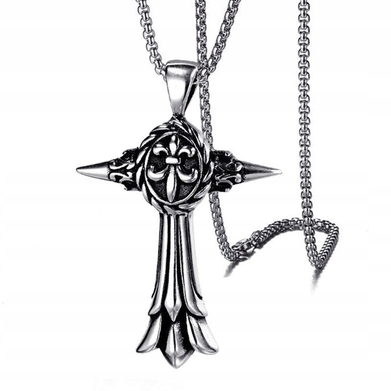 NASZYJNIK Srebrny Łańcuszek KRZYŻ HUFIEC 317