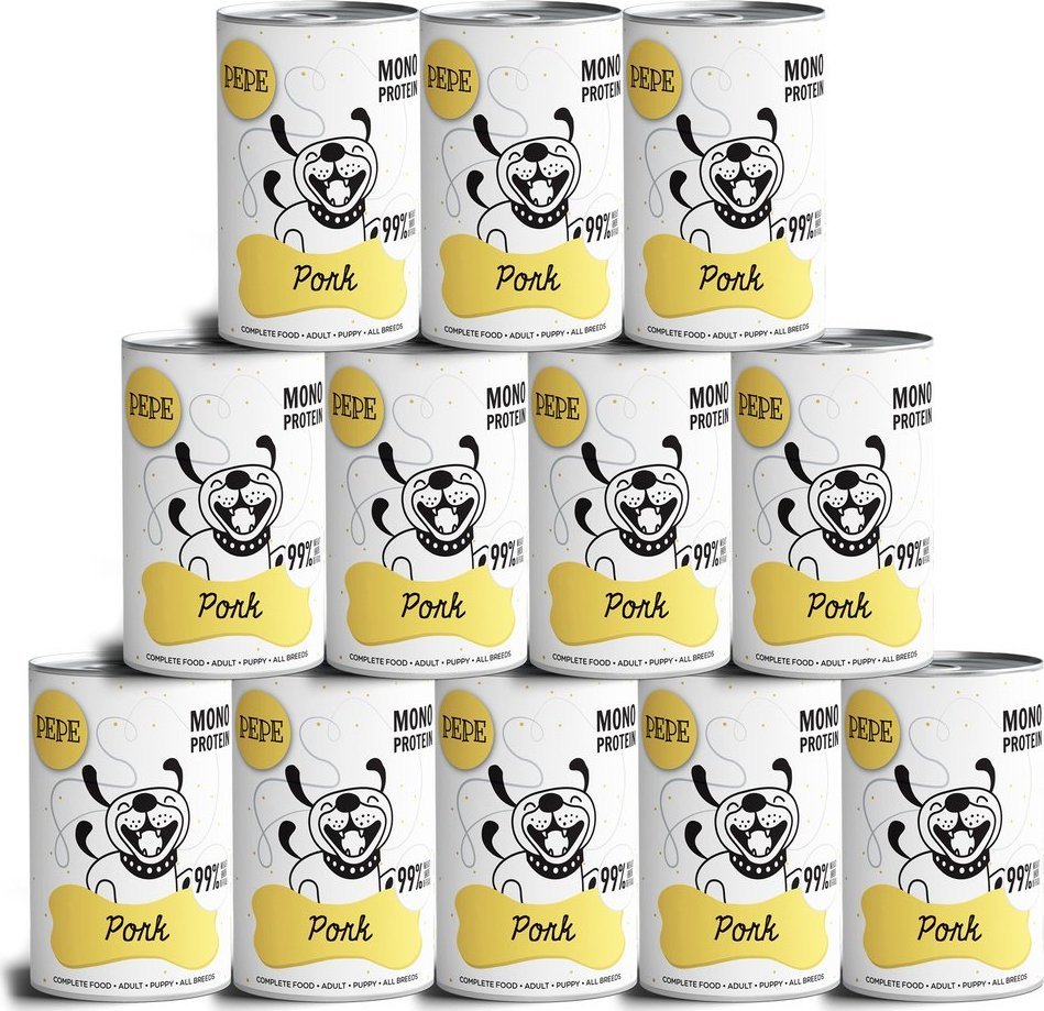 Paka Zwierzaka PEPE MONO PROTEIN Pork (wieprzowina) 12x400g