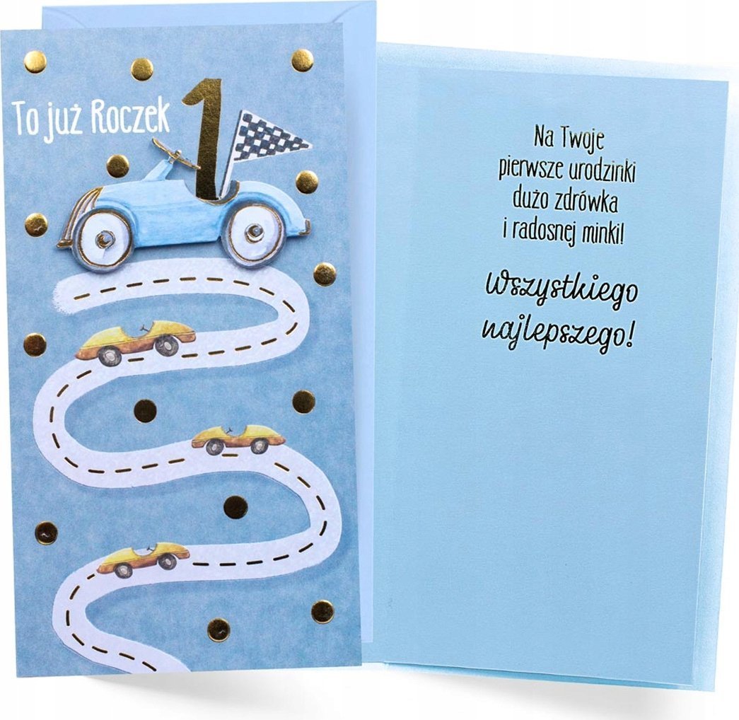 Yeku Karnet Urodziny Roczek autko