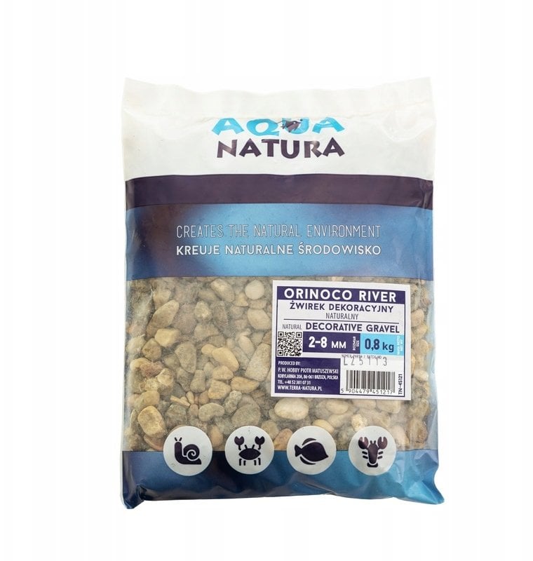 ZOOLOGIA Aqua Natura, Orinoco river, żwirek dekoracyjny do akwarium, 2-8 mm, 0,8kg