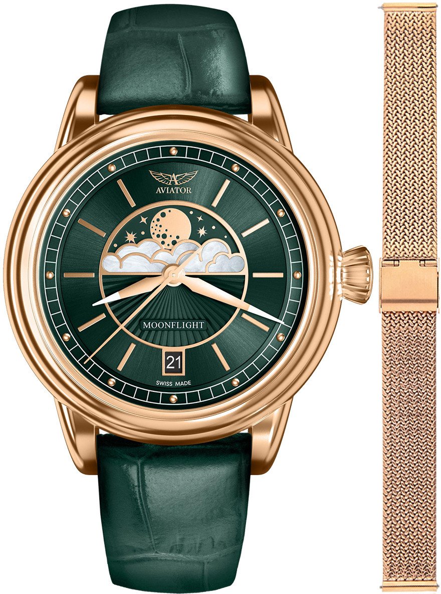 Zegarek damski Aviator V.1.33.2.263.4-SET różowe złoto