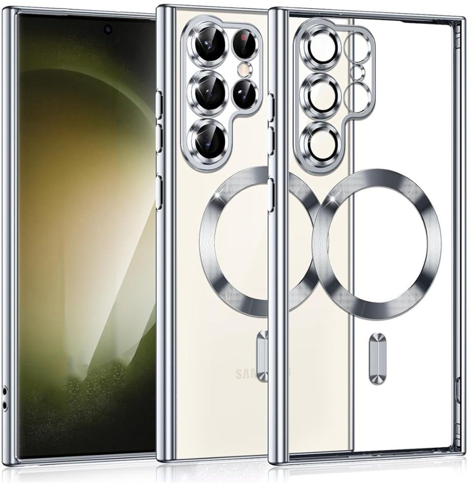 Etui Supero magnetyczne tpuplating do Galaxy S22 Ultra, przezroczysto-srebrne