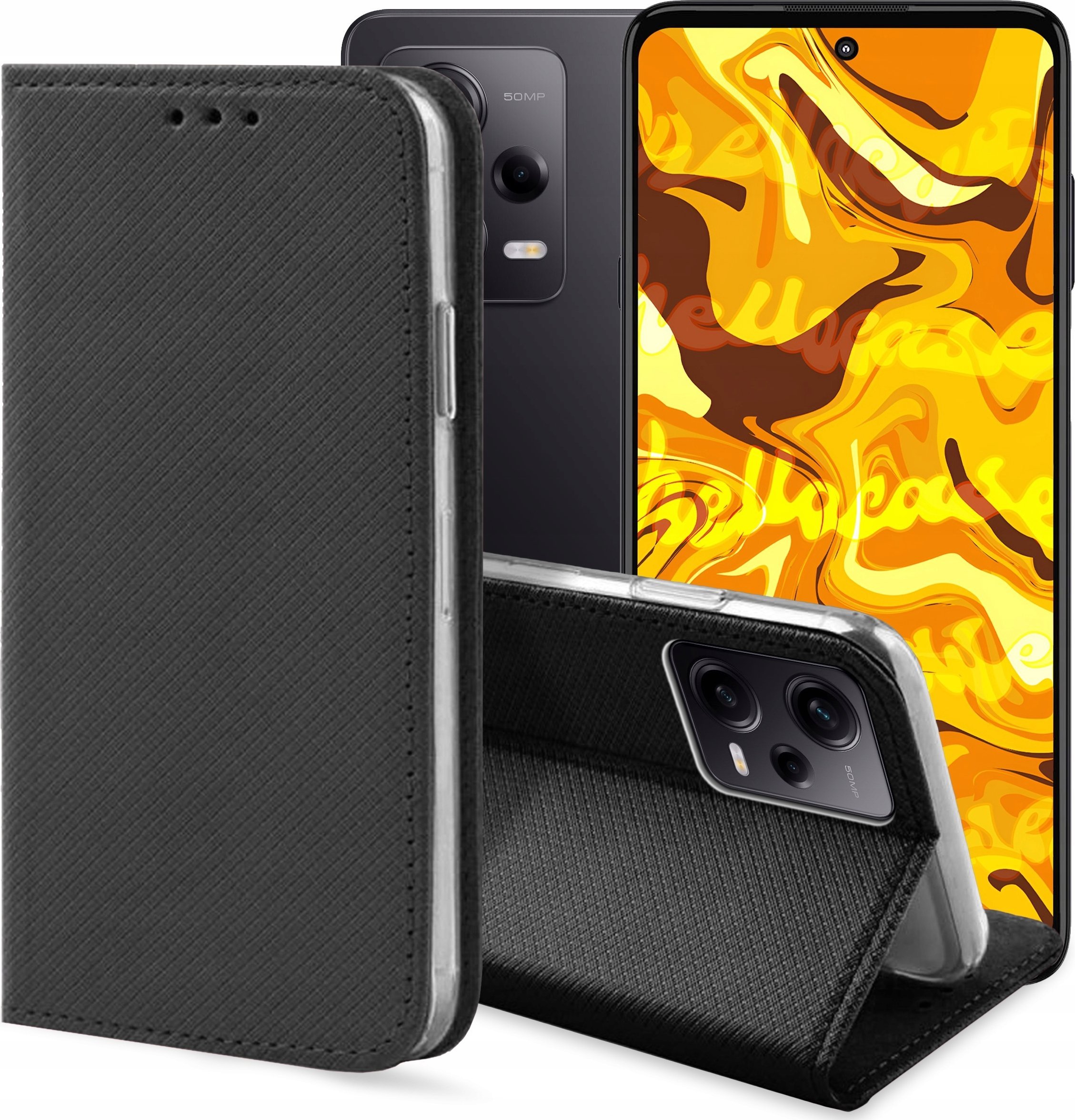 Hello Case ETUI Z KLAPKĄ DO MOTOROLA EDGE 20 LITE 5G CZARNE ZAMYKANE MAGNETYCZNE FLIP