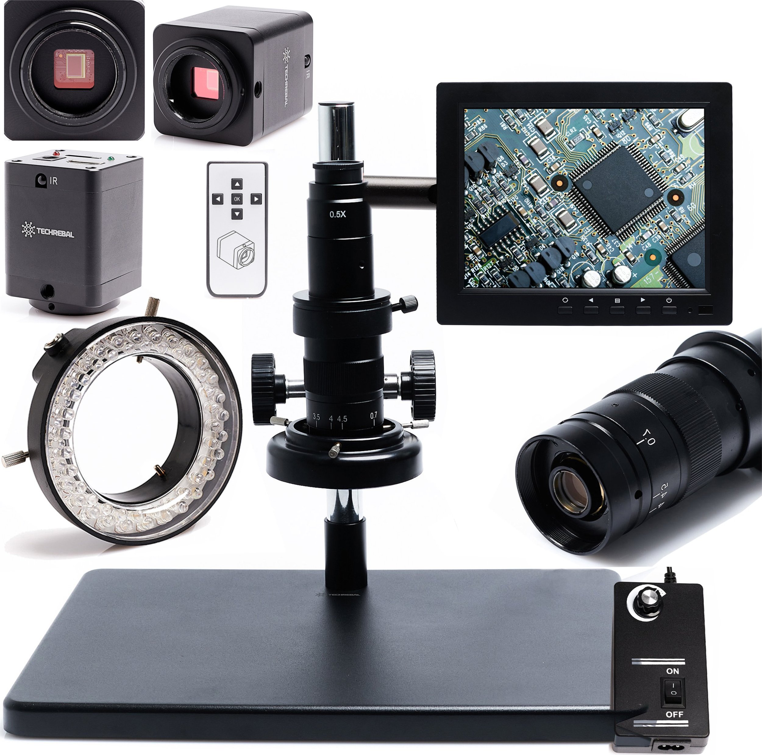 Mikroskop Cyfrowy 10A Kamera Zestaw Techrebal Oświetlenie 56x LED Ekran 8"
