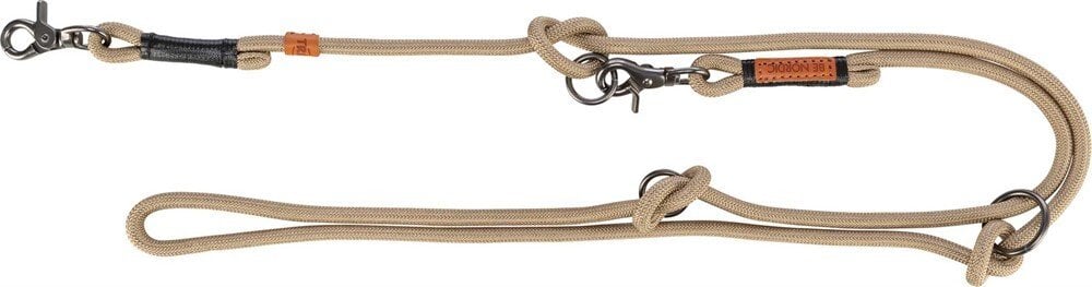 BE NORDIC, smycz regulowana, dla psa, piaskowa/czarna, linka, S–M: 2.00 m/o 8 mm