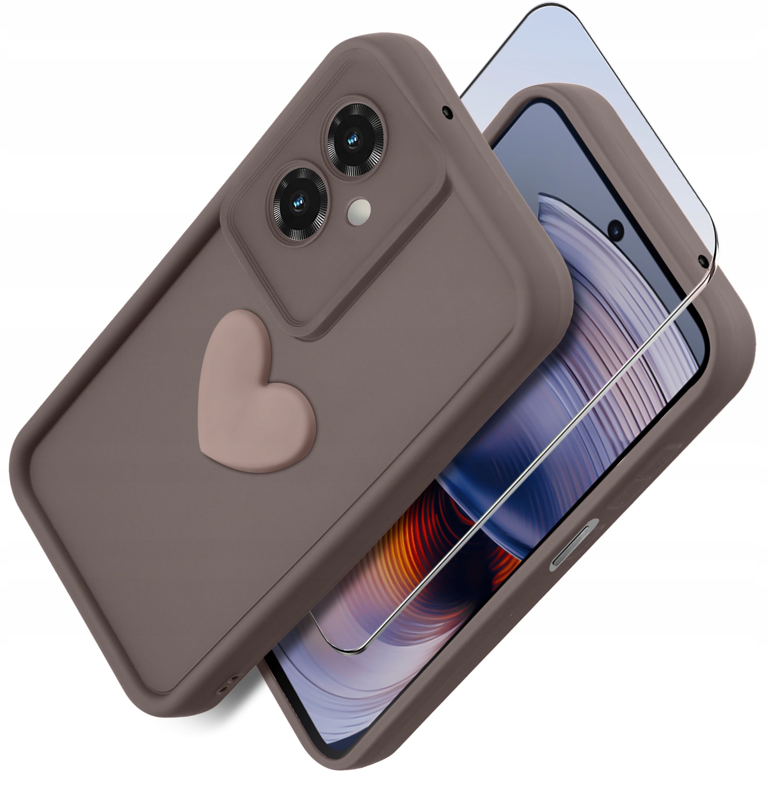 Etui do Motorola Moto G55 5G silikonowe MATOWE serce + Szkło na ekran