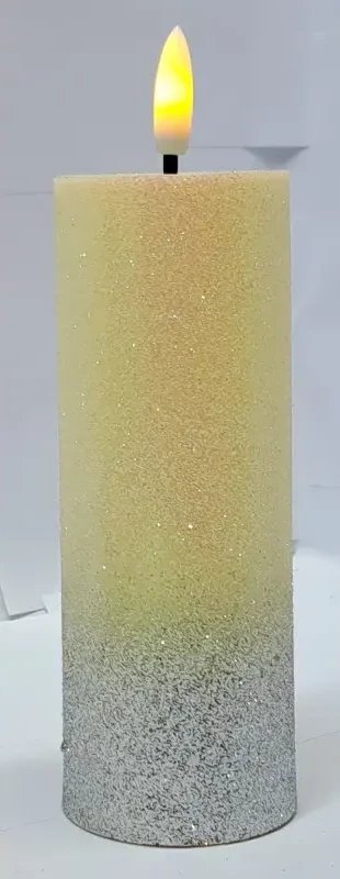 Świeca LED z brokatem 5x13.5cm z efektem płomienia 2xAA