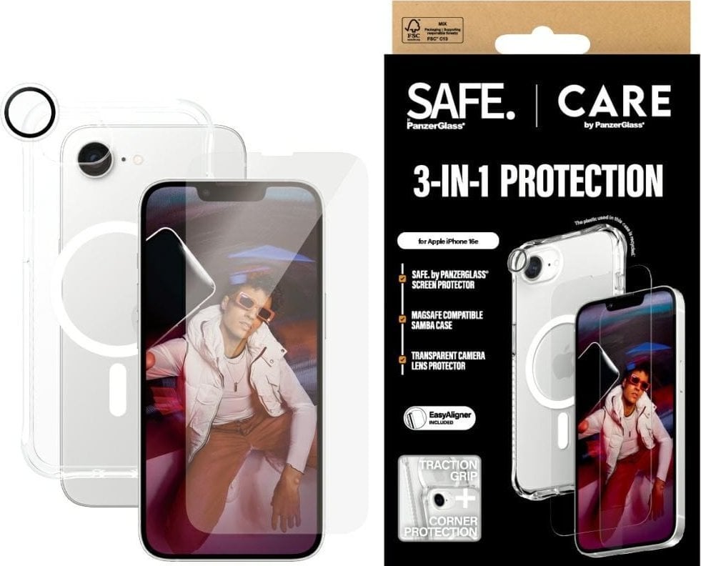 PanzerGlass Zestaw ochronny CARE by Fashion 3w1 Etui+Szkło+Lens do iPhone 16e