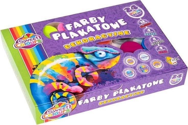 Farby plakatowe dekoracyjne 24 kolory