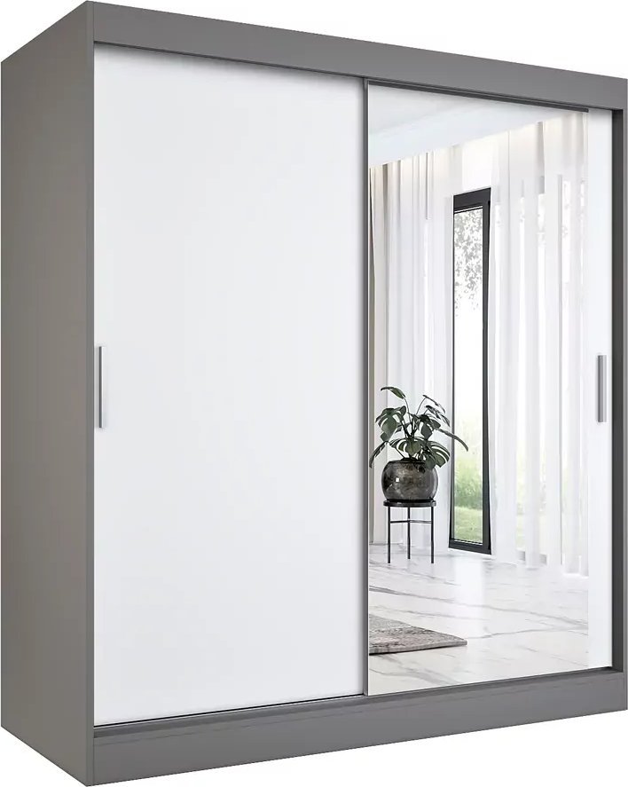 Elior Szafa przesuwna antracyt + biały 180 cm - Palmira 5X