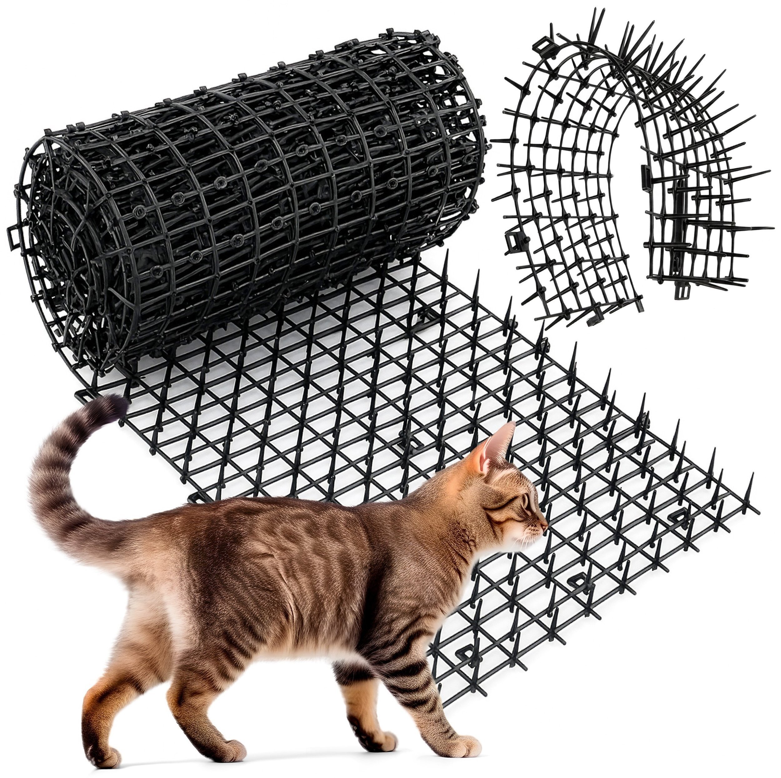 Mata z Kolcami Odstraszacz Kotów Psów Kun Lisów Ptaków Bariera przed Zwierzętami (207 x 30 cm)