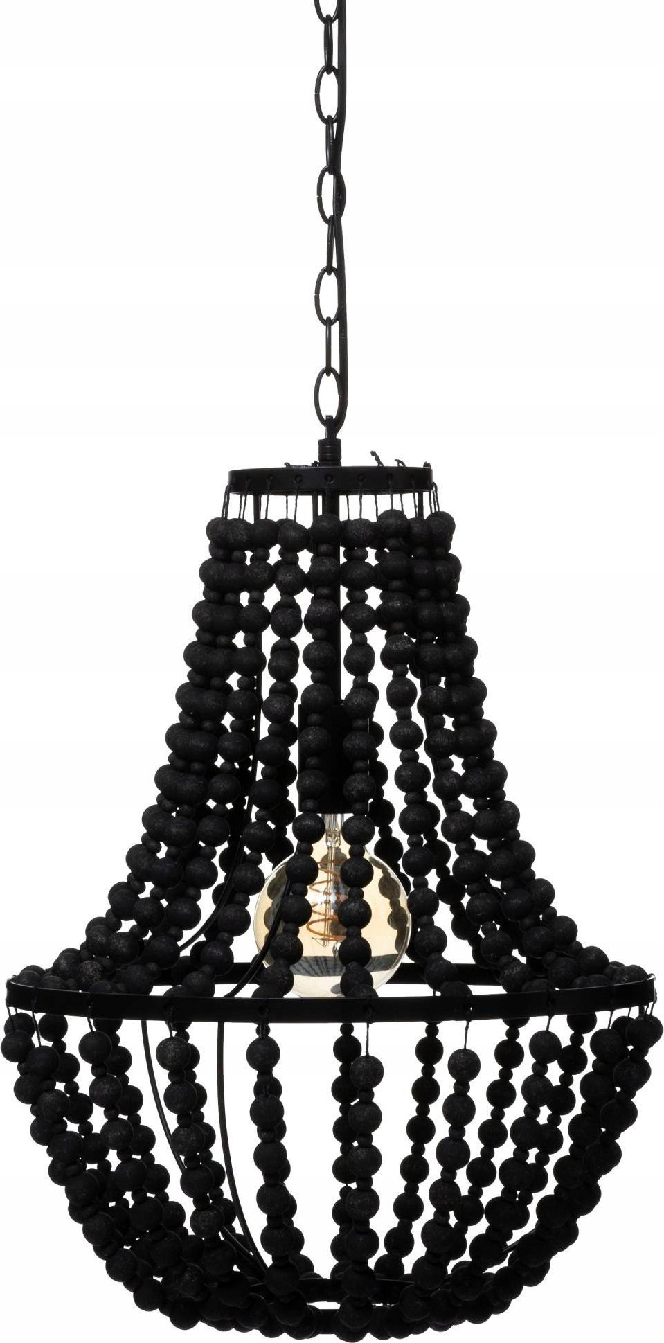 Lampa wisząca Atmosphera Żyrandol z koralików GOYA, drewno, czarny