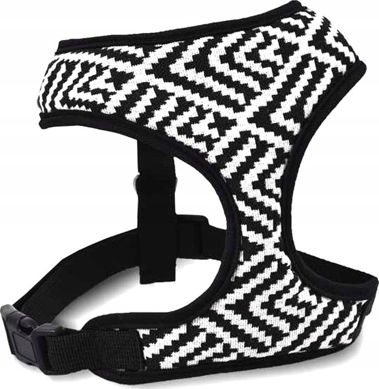 Barry King Szelki dla psa, z wytrzymałej tkaniny, wzór aztecki, biało-czarne paski, max. Obw. Szyi 35cm, obw. Klatki 40-52cm
