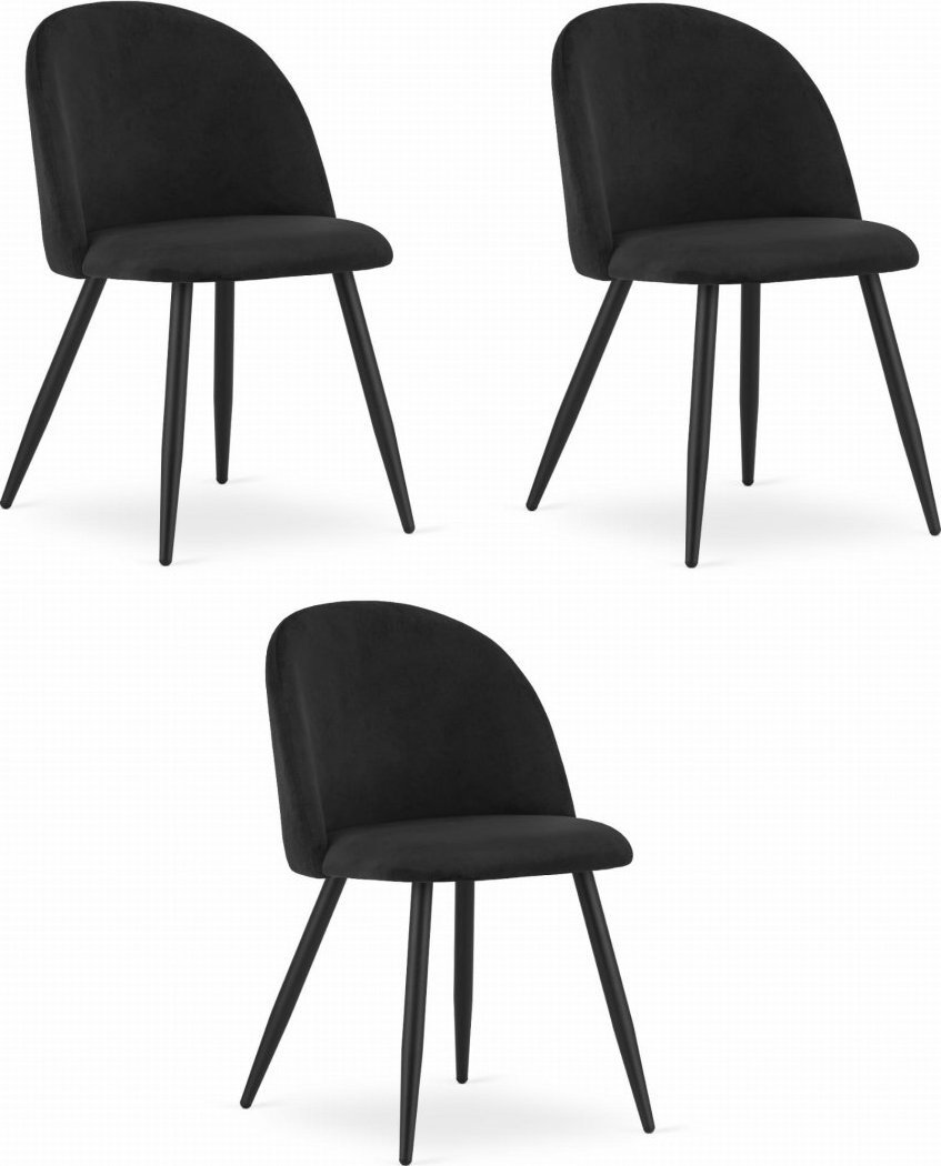 Krzesło BELLO - aksamit czarne / nogi czarne x 3