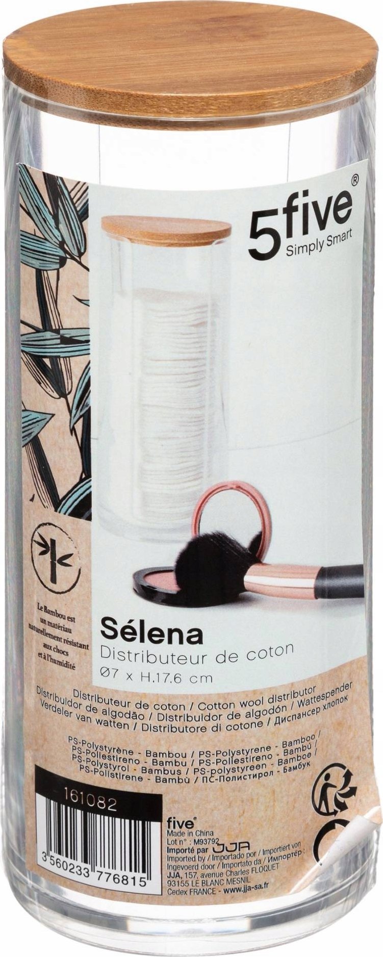 5five Pojemnik na płatki kosmetyczne SELENA, pokrywka z bambusa