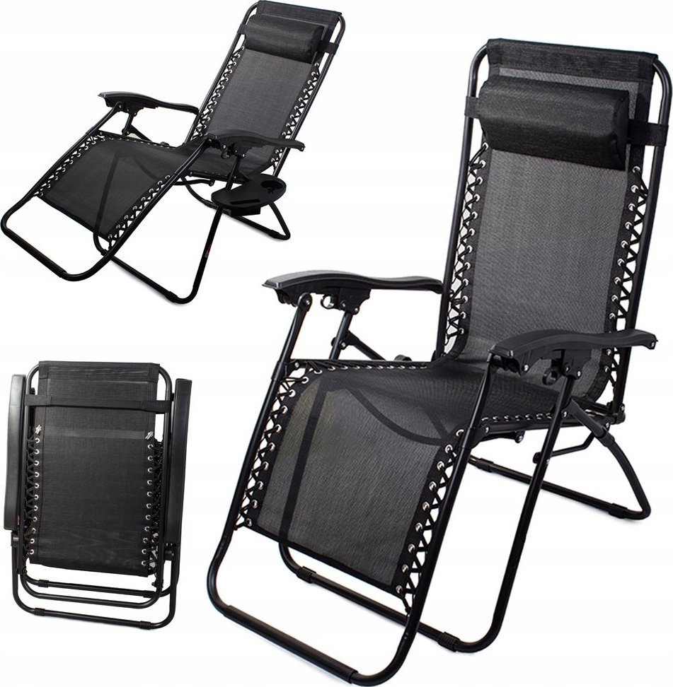 Verk LEŻAK OGRODOWY FOTEL PLAŻOWY SKŁADANY GRAVITY ZERO