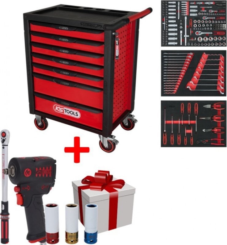 Wózek narzędziowy KSTOOLS 215-piece tool trolley KS TOOLS RACINGline, 7 drawers, with accessories