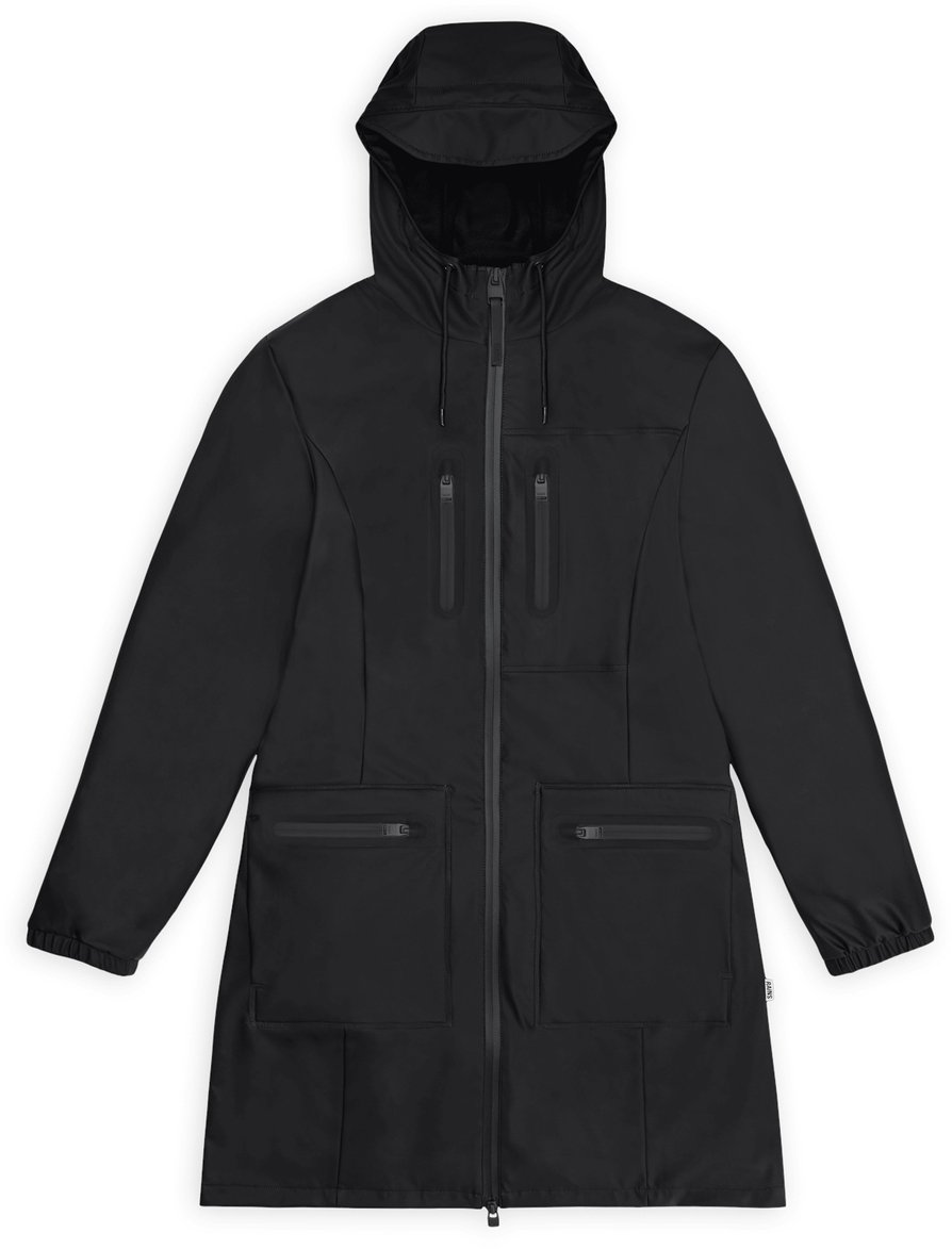 Rains damski płaszcz przeciwdeszczowy CARGO CURVE JACKET W3 12050 01 BLACK XL