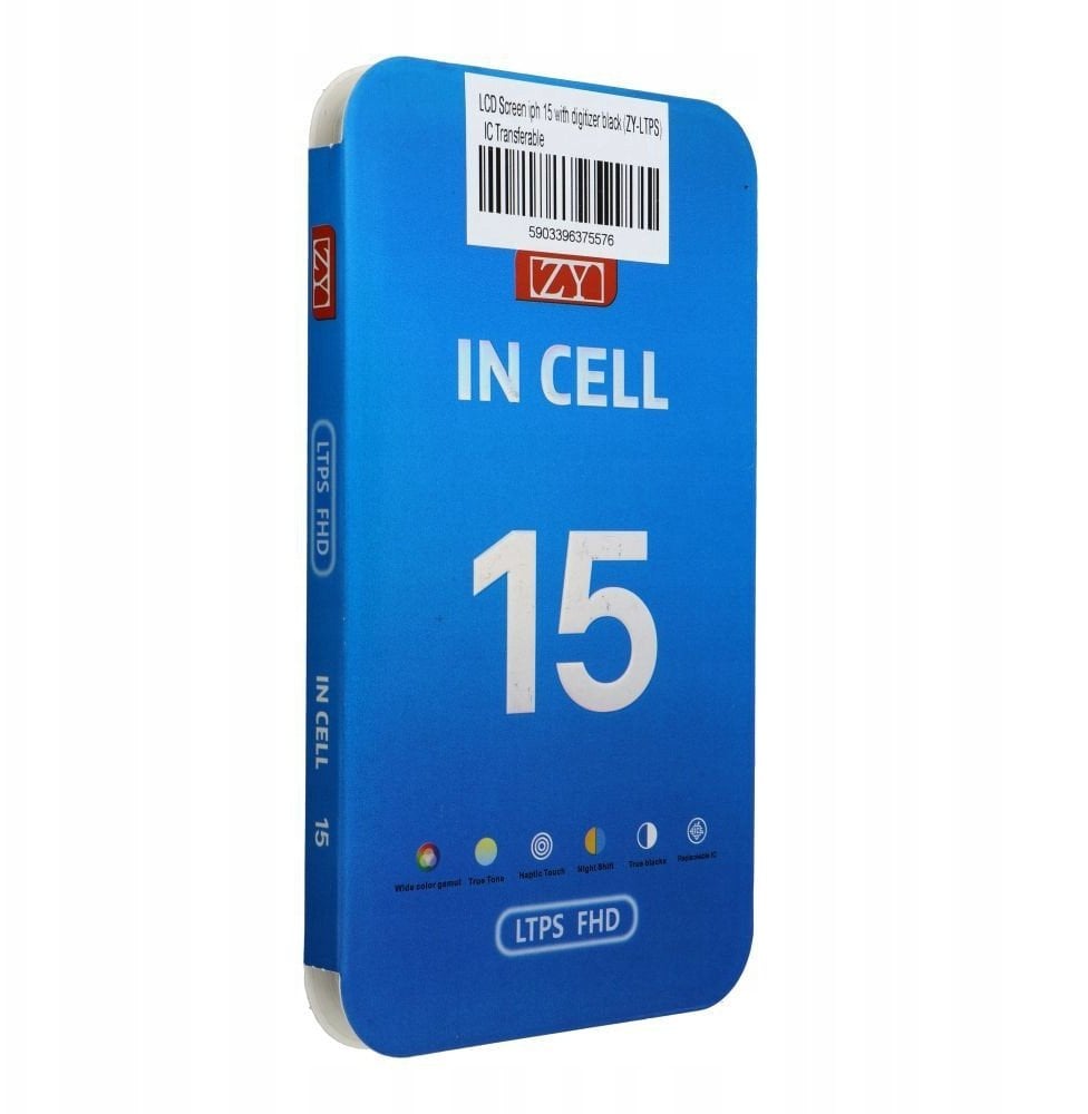 Wyświetlacz do iPhone 15 z ekranem dotykowym czarnym (ZY-LTPS) IC Transferable