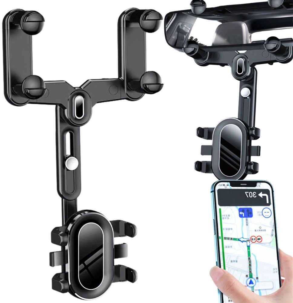 Uchwyt samochodowy na telefon do lusterka wstecznego obrotowy regulowany