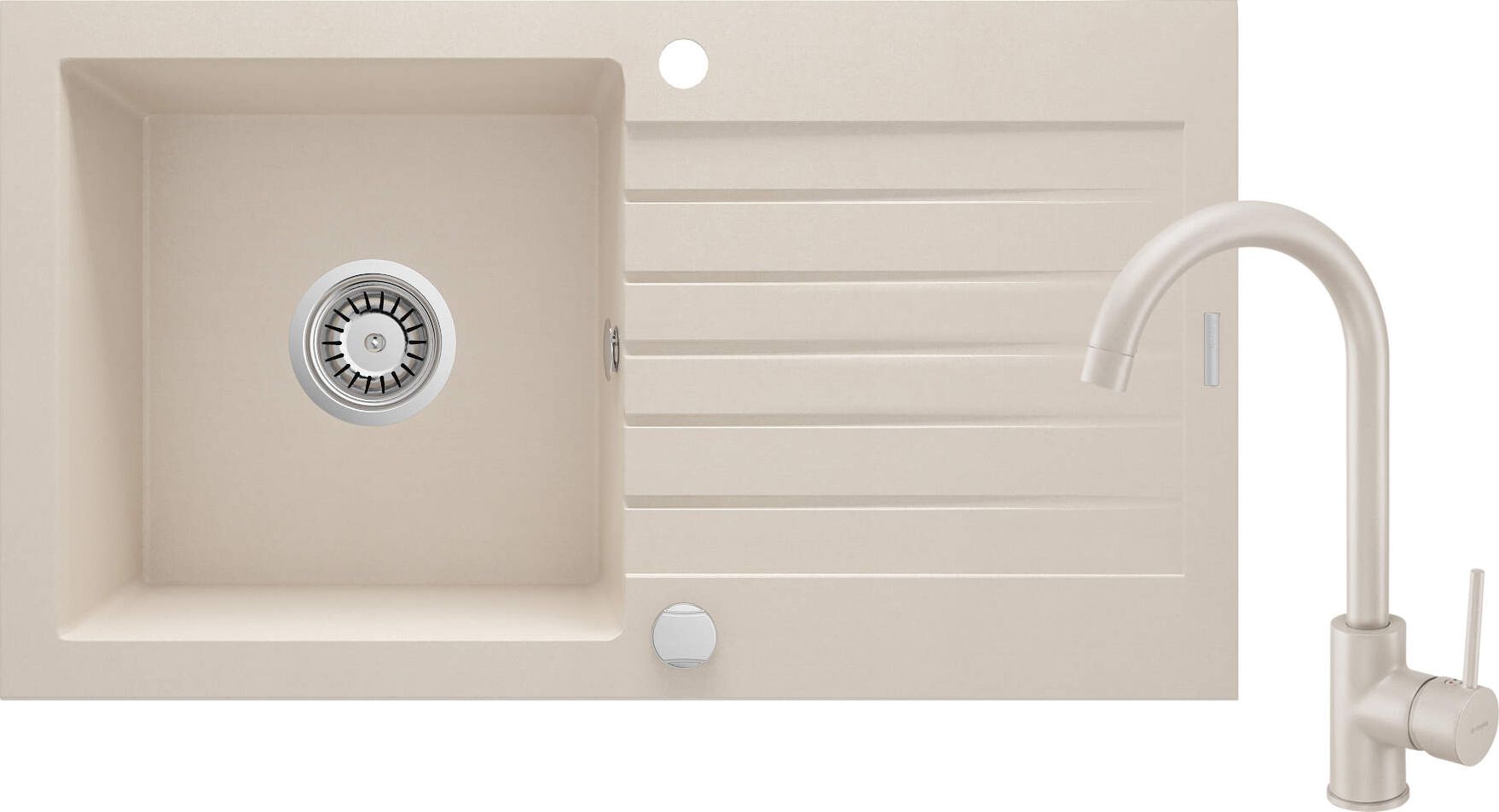 Zlewozmywak Deante Deante Zorba Komplet granitowy 1-komorowy z ociekaczem + bateria owa stojąca