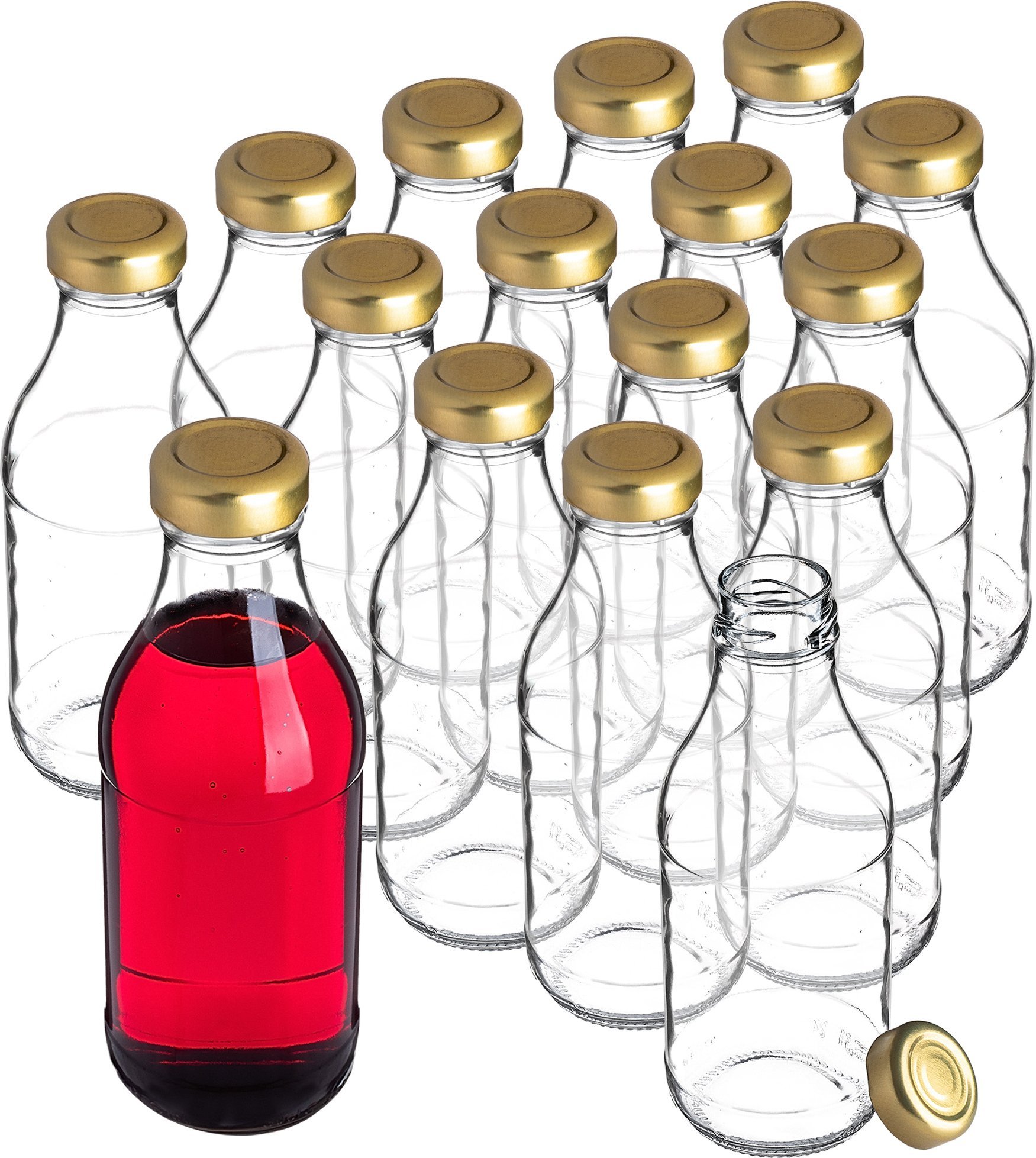 KADAX Butelka Szklana Soczek 330ml Z Zakrętką Na Sok Butelki Na Soki Nalewki 16x