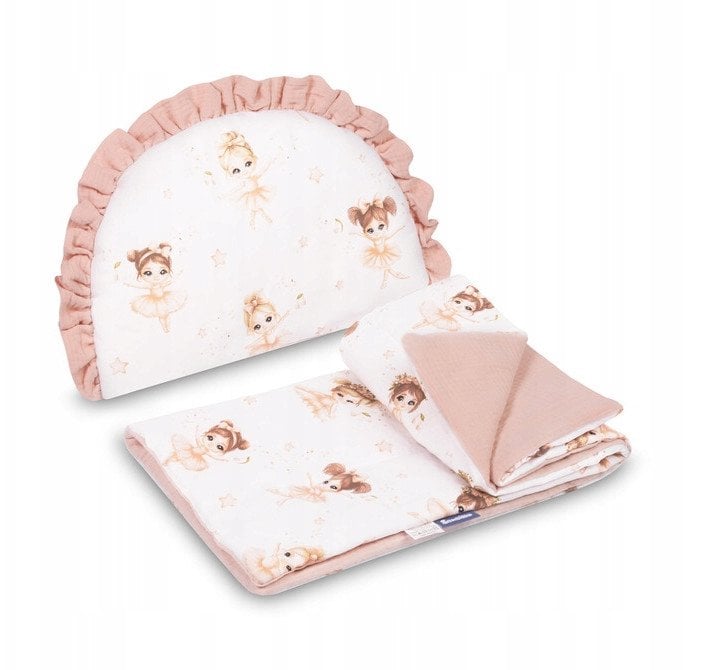 KOMPLET DO WÓZKA MUŚLIN BALETNICE RÓŻOWY