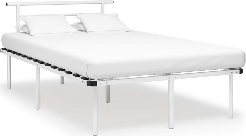 vidaXL Rama łóżka, biała, metalowa, 120 x 200 cm