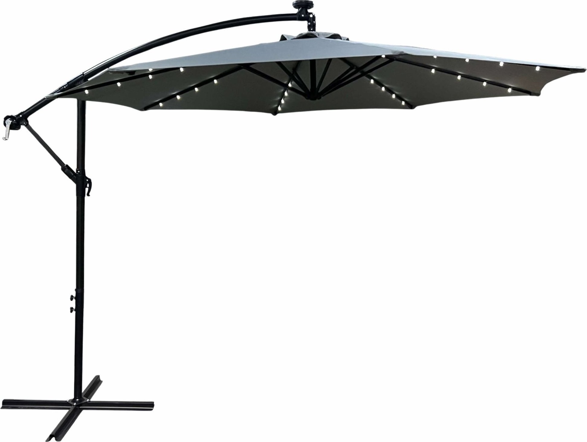 Fancy Garden Parasol ogrodowy MILIN 245x300x300 duży z oświetleniem LED z wysięgnikiem jasnoszary