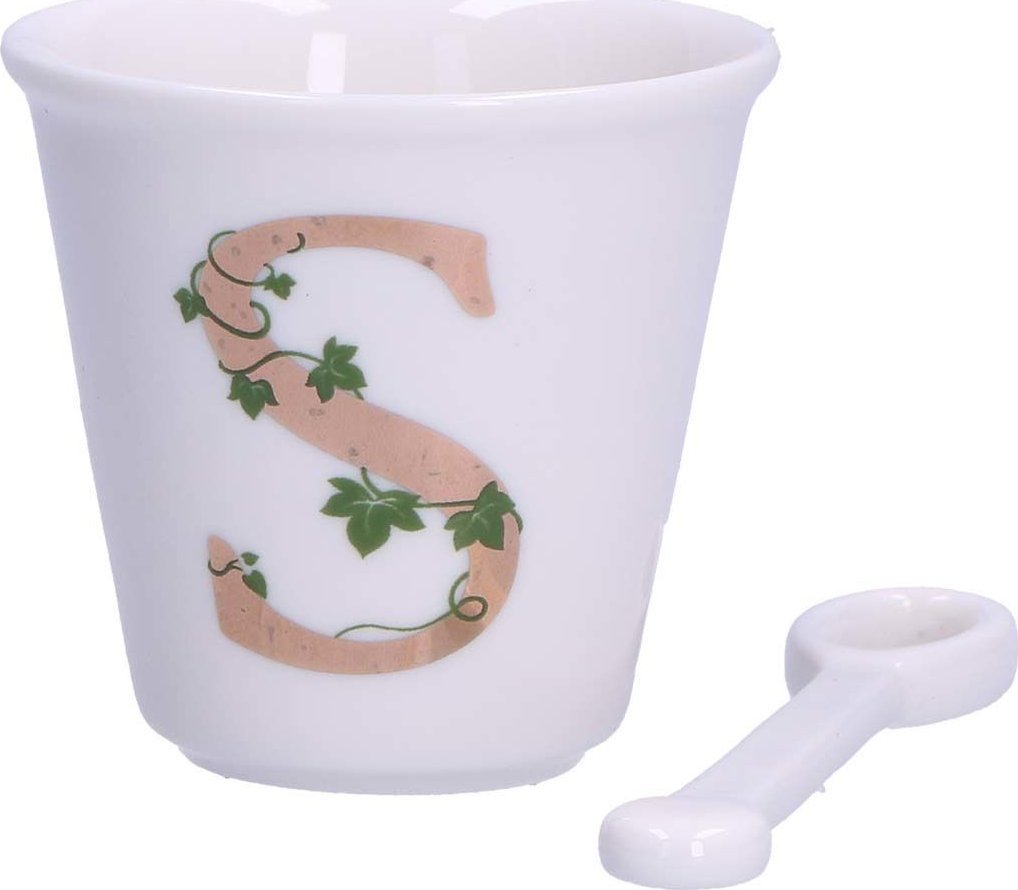 NPC Polska La Porcellana Bianca Filiżanka z łyżeczką litera S 75 ml