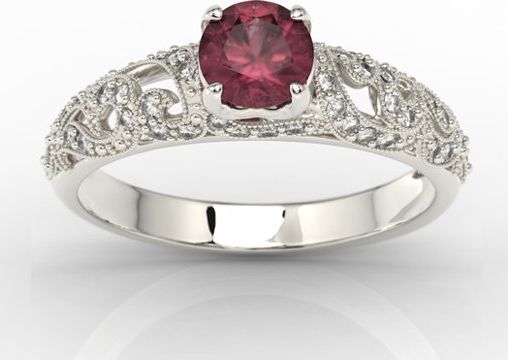 WĘC - Twój Jubiler Pierścionek zaręczynowy z białego złota z rubinem i cyrkoniami BP-50B-C 11 / UE- 51