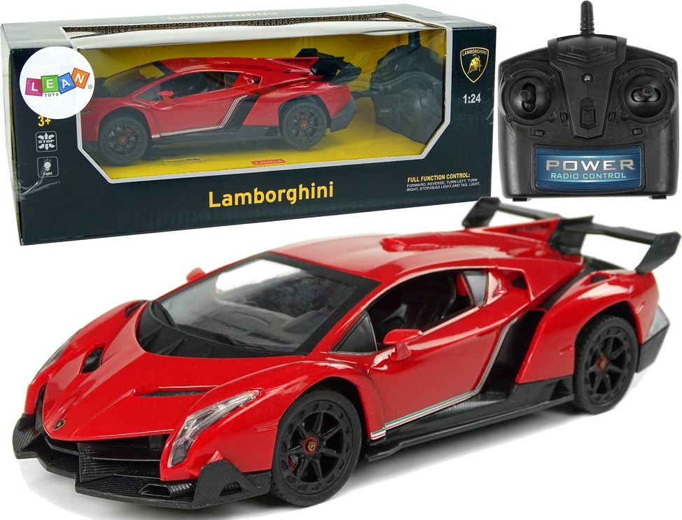 LeanToys Auto Sportowe R/C 1:24 Lamborghini Veneno Czerwone 2.4 G Światła