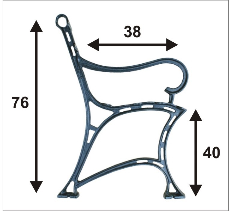 Noga do ławki miejska z podłokietnikiem 6 desek