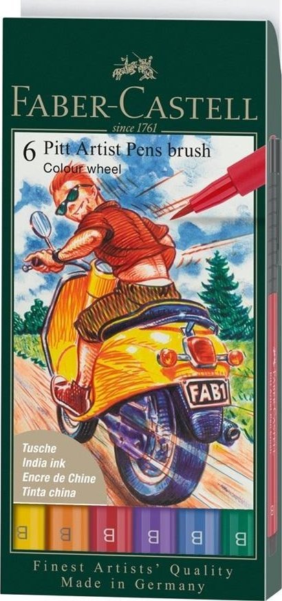 Pisaki Pitt Artist Pen B kolory podstawowe 6szt