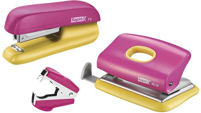 Zszywacz Rapid ZSZYWACZ RAPID F5 KPL.RÓŻ/ŻÓŁTY 5000371 ZSZYWACZ F5+DZIURKACZ FC10+ROZSZYWACZ - 5000371